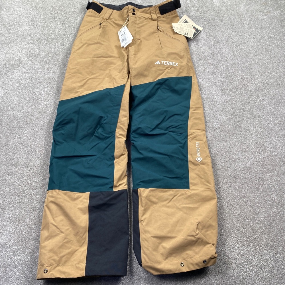 Adidas Terrex Ski Pants Mens XS-S Tan Green GORE-TEX 2L Alpine Snow JN3088